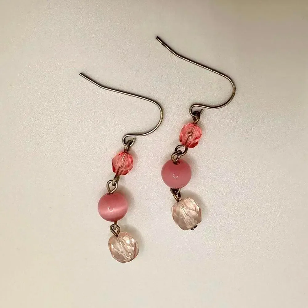 Delicate pink beaded earrings these